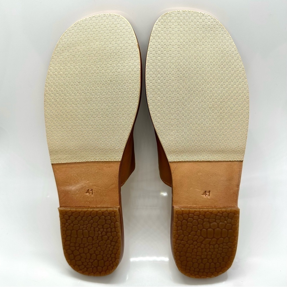 𝅺off Duty Deep Tan Leather Slip on Sandals - Picture 4 of 13